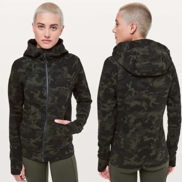 Lululemon Scuba Full-zip Hoodie Green Camo, size 8, EUC - Picture 1 of 6